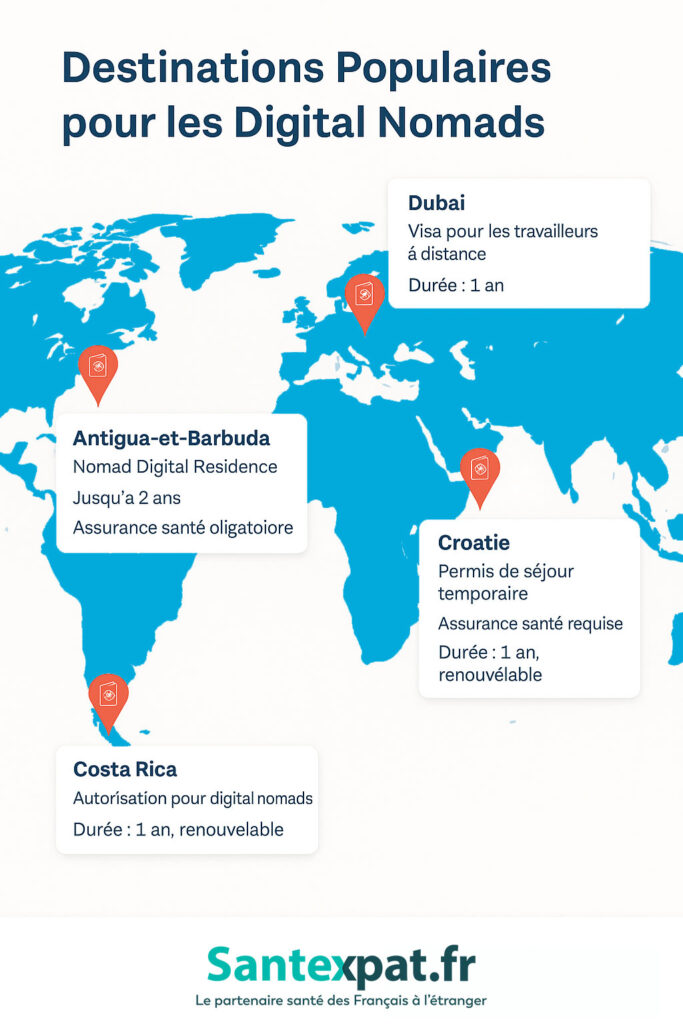 destinations populaires pour les Digital Nomads